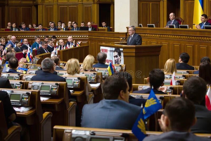 Bronislaw Komorowski w Verkhovna Rada Ukraina zdjęcia royalty free