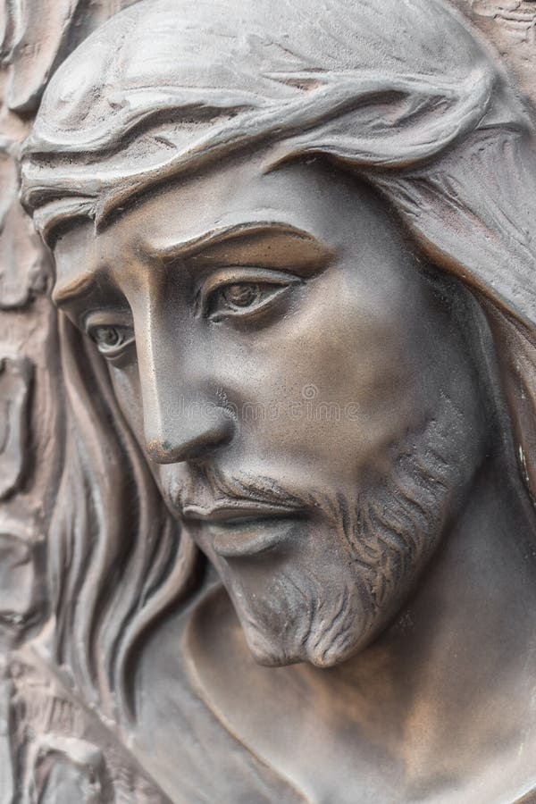 Bronsstandbeeld van het gezicht van Jesus stock afbeelding Bronsstandbeeld van het gezicht van Jesus stock afbeelding