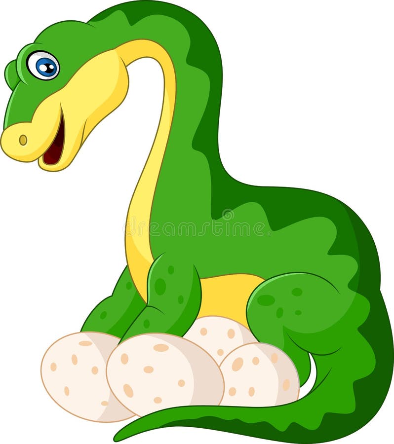 Brontosaurus de la historieta con su huevo libre illustration Brontosaurus de la historieta con su huevo libre illustration