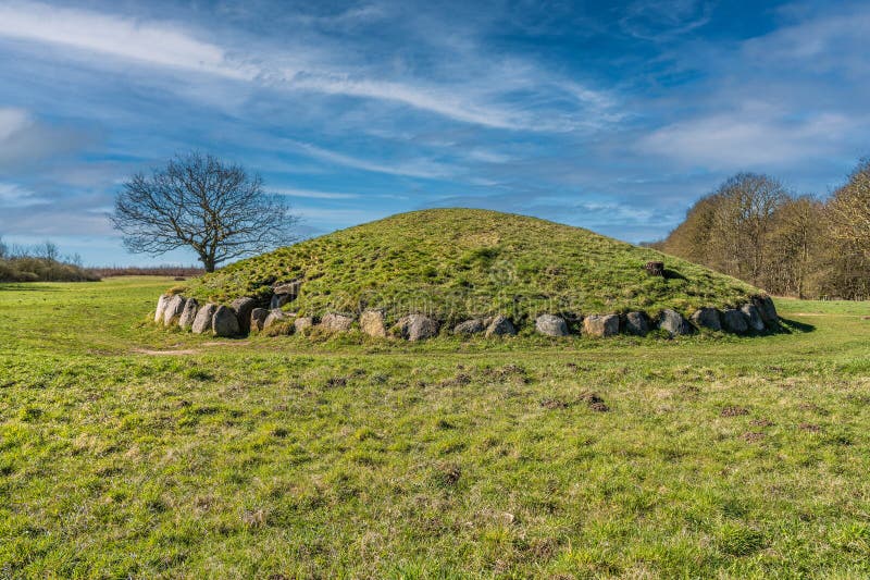 Bronze Age Burial Mound Groenhoej in Horsens in Denmark Stock Image ...