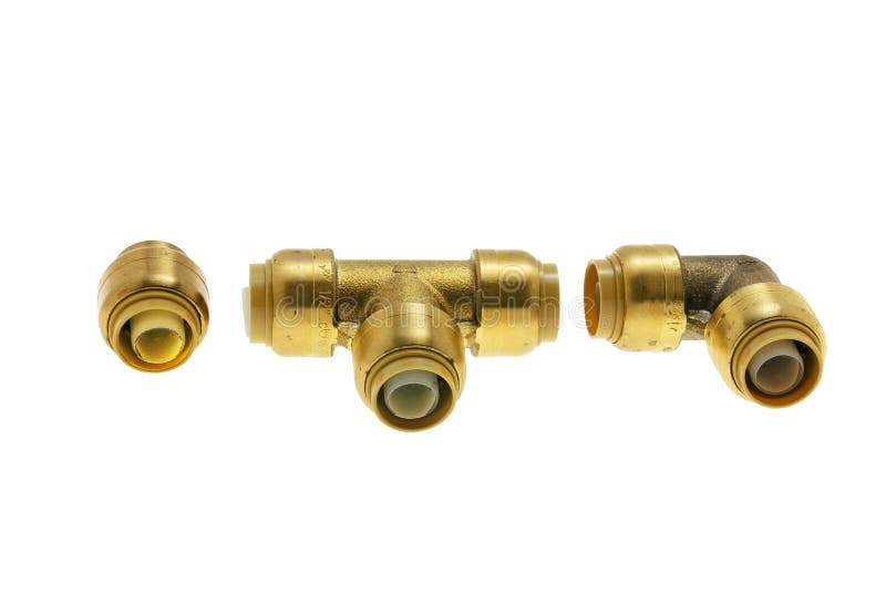 Bronze Angle Fittings for Water on a White Background Stock Image