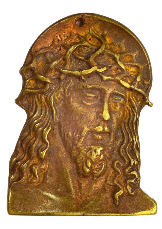 Bronze bas-relief with head of Jesus Christ