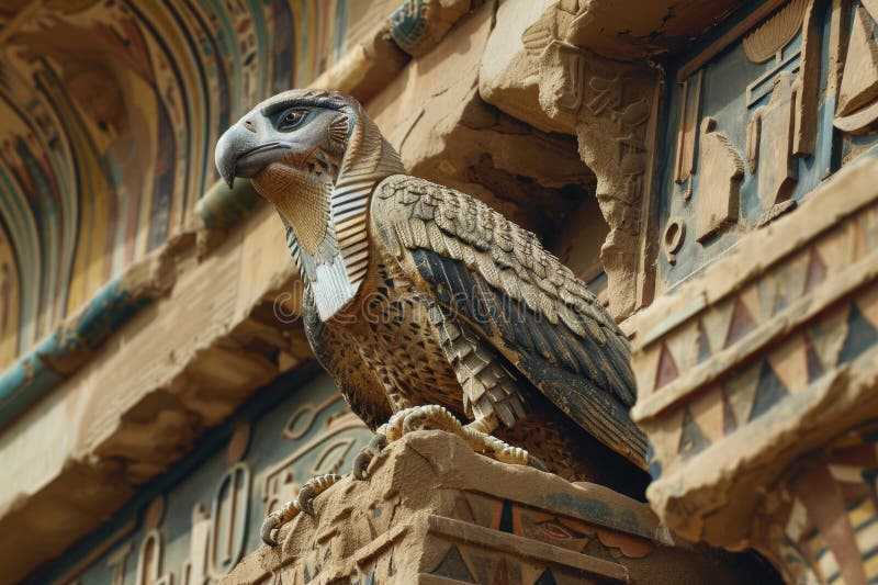 A bronze bird perched on the roof of a modern building, against a blue sky stock images