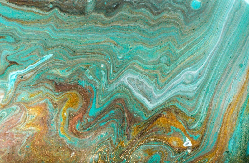 Bronze, Blue and Gold Marble Pattern. Golden Marble Liquid Abstract