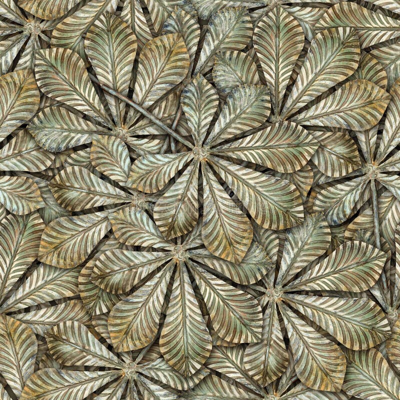 Bronze chestnut leafs seamless background.