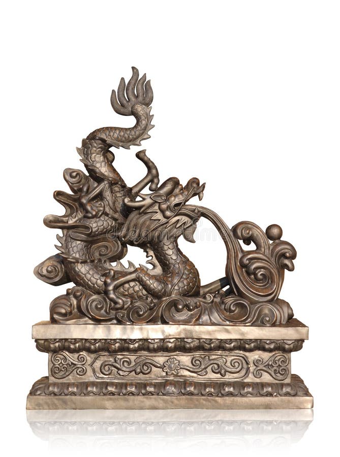 Bronze of chinese dragon isolated with clipping path.