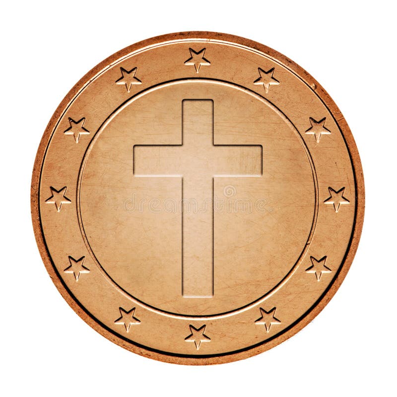 Bronze coin with cross stock image. Image of bronze, dirty 50831675