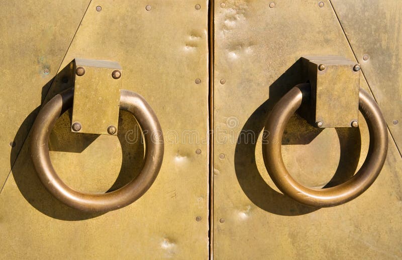Bronze door handle stock photo. Image of background, close 3302244