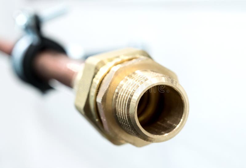 Bronze Fitting is Screwed Onto a Copper Pipe. Stock Image Image of casting, clip 99384499