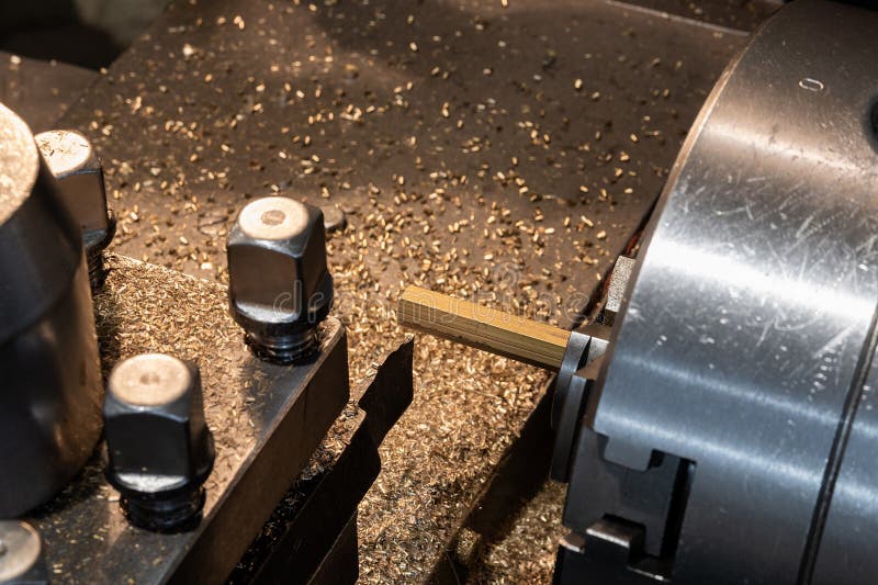 Bronze Hexagon in a Lathe Chuck Stock Photo Image of construction