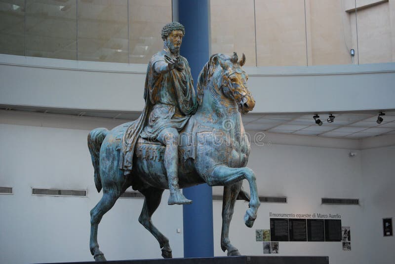 Bronze Horse Statue of the Roman Emperor Marcus Aurelius Stock Image