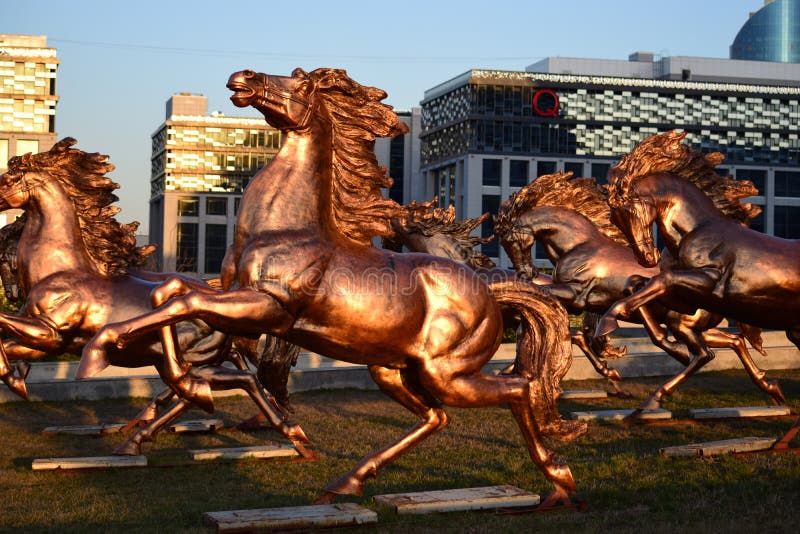 Bronze horse statue(s) in Astana