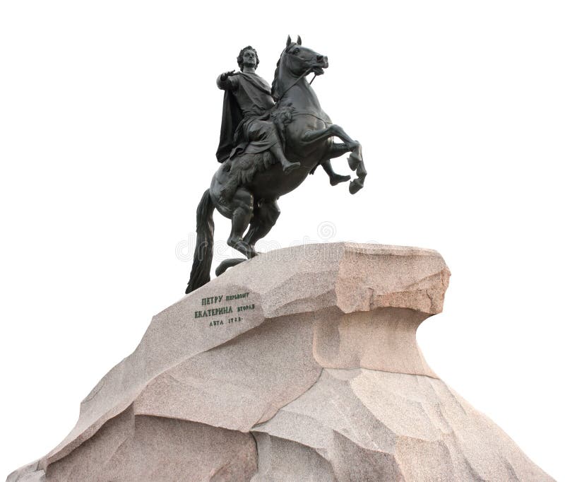 The Bronze Horseman isolated on white stock photos