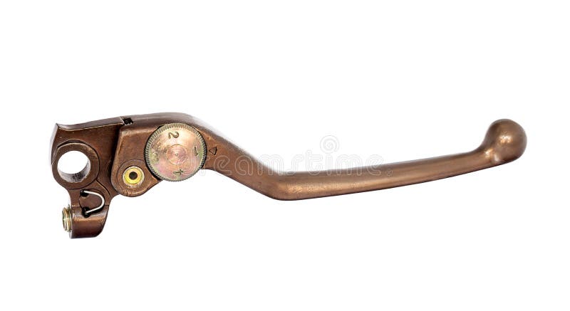 A bronze motorcycle lever isolated on white