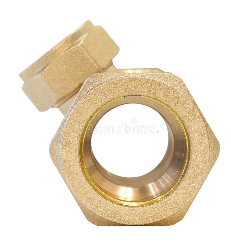 Bronze Plumbing Fitting for Pipes Isolated on White Background. Brass