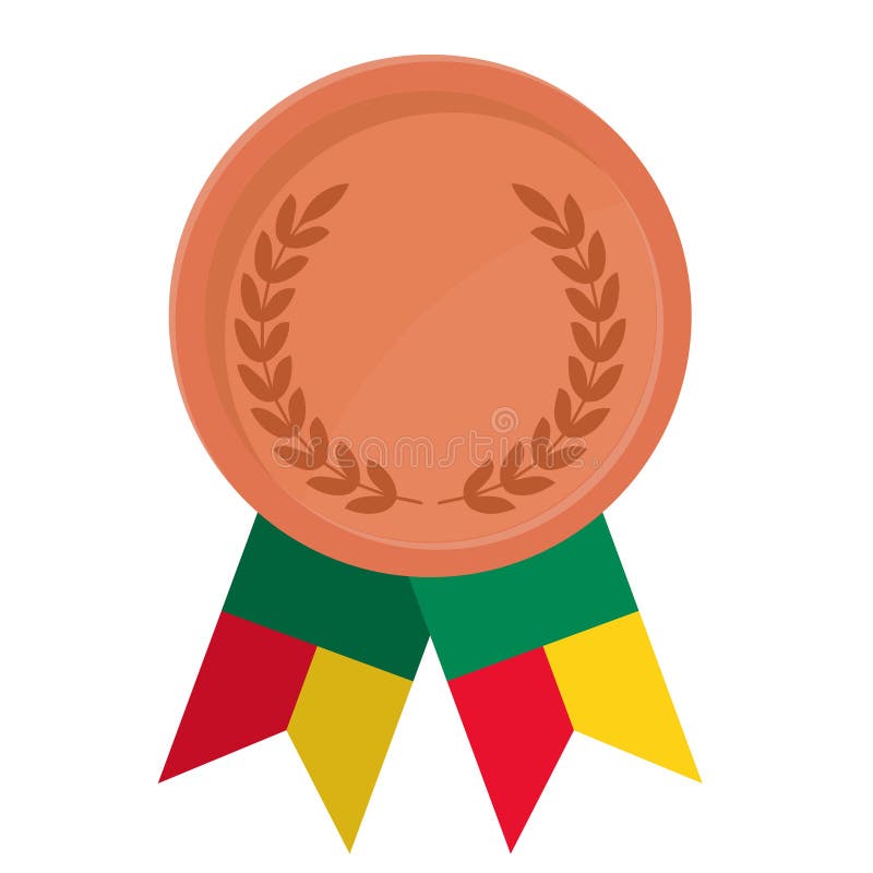 Bronze prismedalj med Benin-flaggor för vinnare stock illustrationer