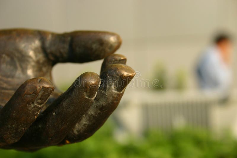 Bronze statue hand stock photo. Image of brass, palm, statue 976616
