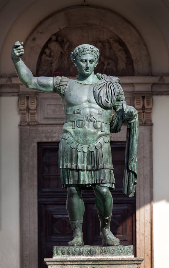 Bronze Statue of the Roman Emperor Constantine in Milan, Italy Stock ...