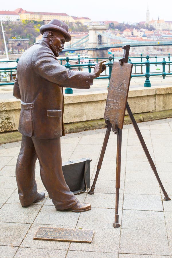 Bronze statue of Roskovics Ignac in Budapest stock photo