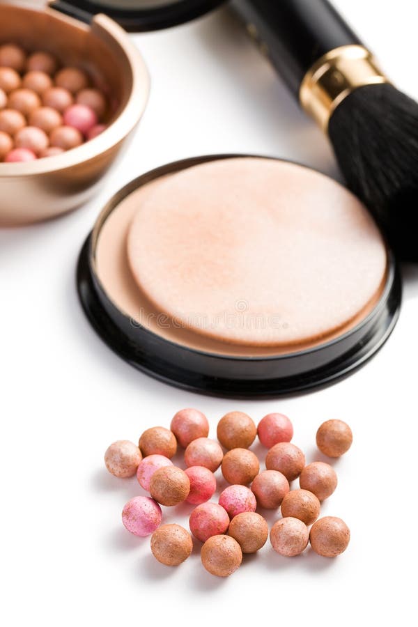 Bronzing Pearls and Makeup Brush Stock Image Image of isolated, brush