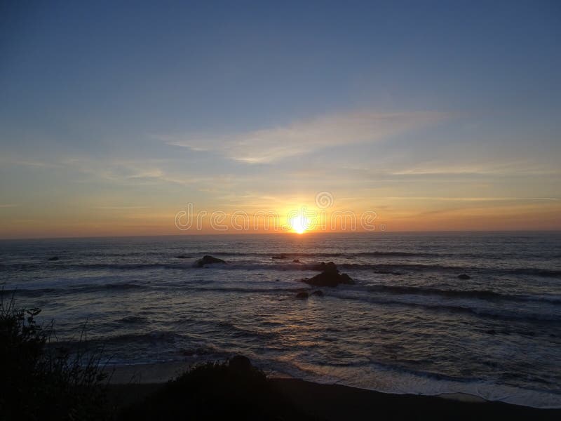 Brookings, Oregon Sunset on Beach Stock Image Image of water, dusk