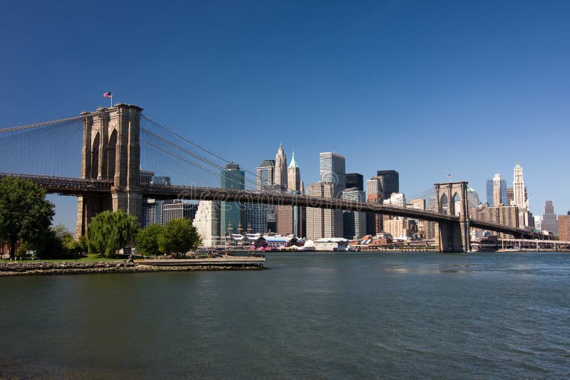Brooklyn Bridge, New York in Purple and Blue Tone Stock Photo - Image ...