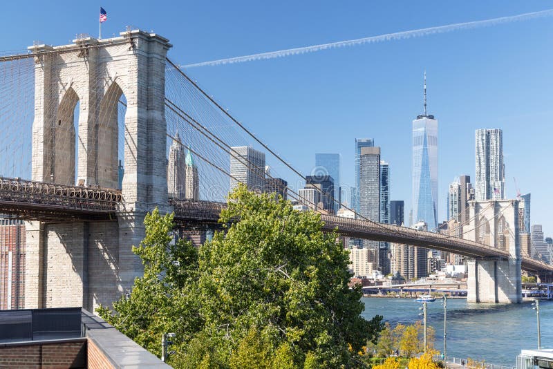 Brooklyn Bridge and Manhattan Skyscrapers Stock Photo - Image of ...