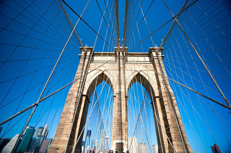 Brooklyn bridge, New York City. stock photo