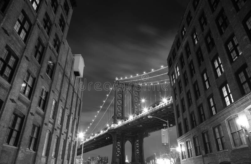 Brooklyn Bridge in New York. Photo was shot from Brooklyn's side. stock image Brooklyn Bridge in New York. Photo was shot from Brooklyn's side. stock image
