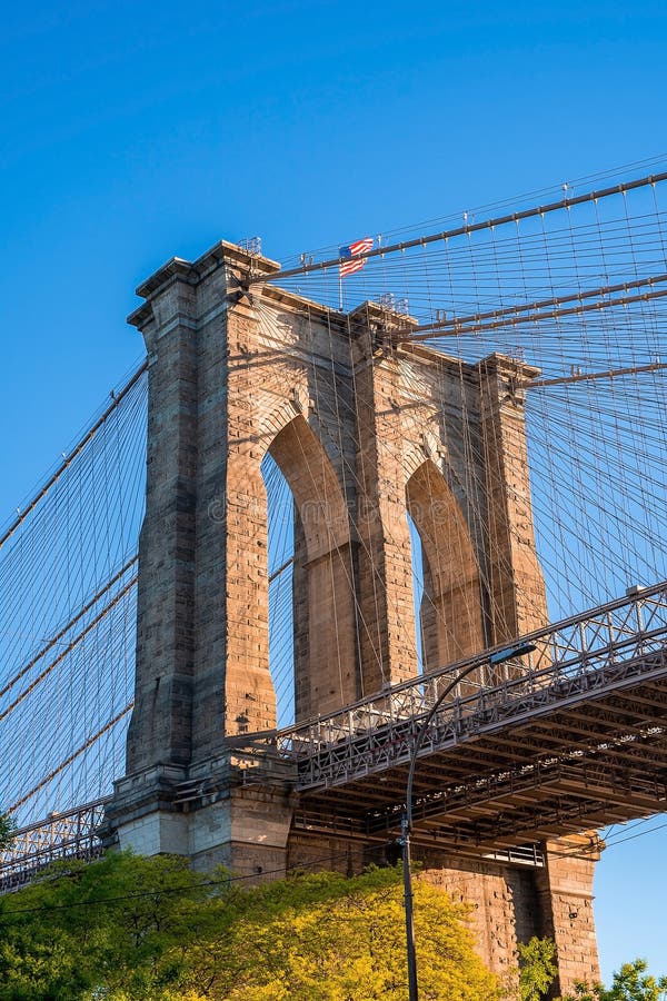 Brooklyn Bridge Over East River Viewed from New York City Lower ...