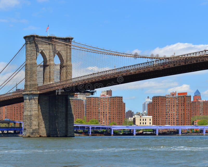 Brooklyn Bridge in spring, New York City, United States royalty free stock photo Brooklyn Bridge in spring, New York City, United States royalty free stock photo