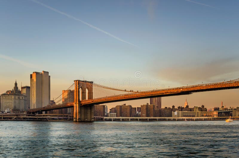 Brooklyn Bridge at Sunset stock photo. Image of scene 50522256