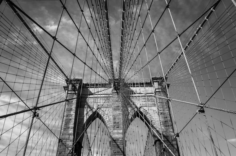 Brooklyn bridge New York City, USA in black and white. Brooklyn bridge New York City, USA in black and white