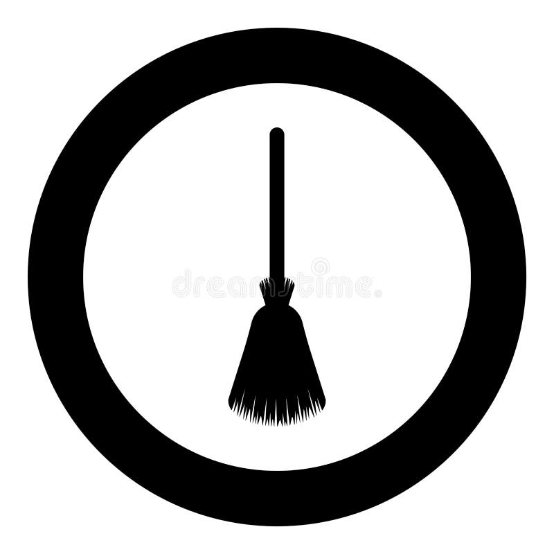 Broom Besom Broomstick Icon in Circle Round Black Color Vector