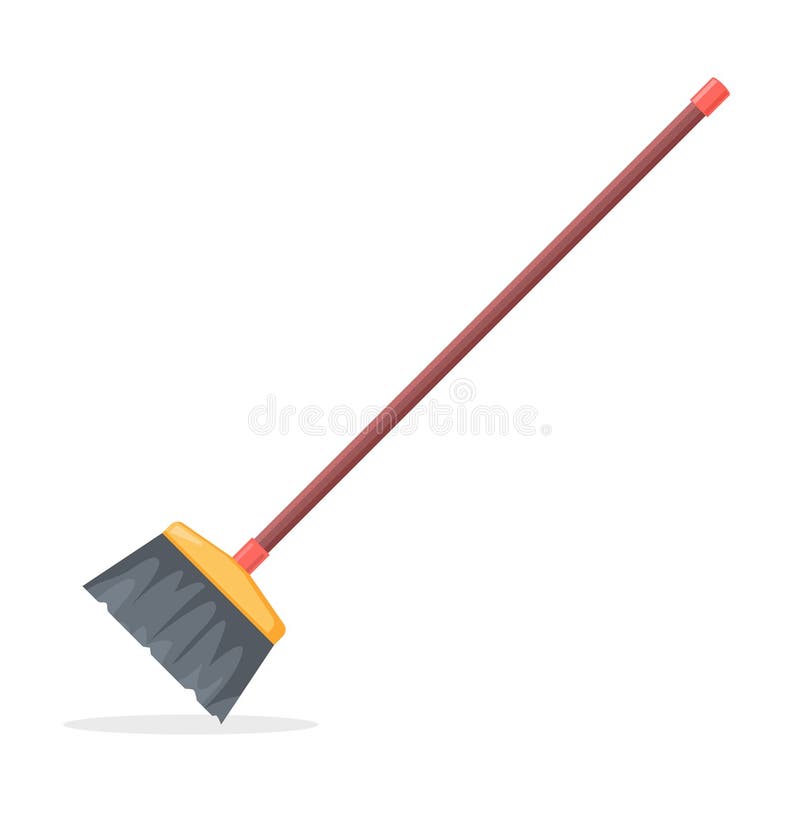 Broom-pop-aftastcartoon-pictogram Vectorsymbool voor het reinigen van opstandig stof reinigen