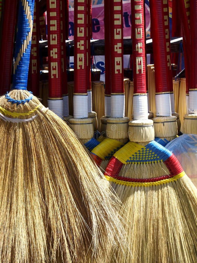 Brooms in a store stock photo. Image of stick, color 61797508