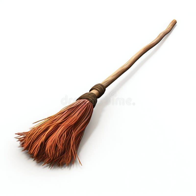 Broomstick Isolated on White Background. Generative Ai Stock