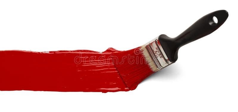 Brosse avec la peinture rouge
