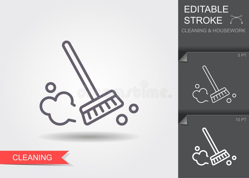 Brosse de la poussi?re Ligne ic?ne avec la course editable avec l'ombre illustration stock Brosse de la poussi?re Ligne ic?ne avec la course editable avec l'ombre illustration stock