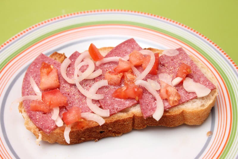 Brot mit Salami stockbild. Bild von brot, rettich, anlasser 37537767