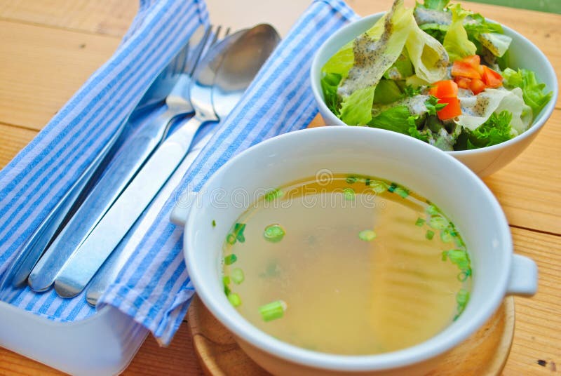 Broth and salad stock photo. Image of menu, foodstuff 30439452