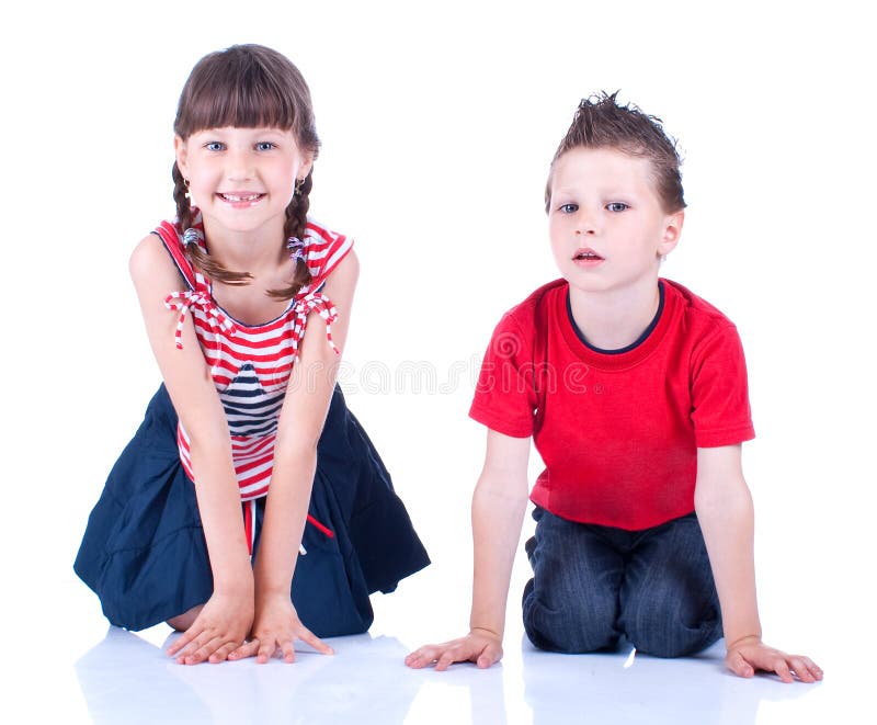 Brother and sister posing in the studio