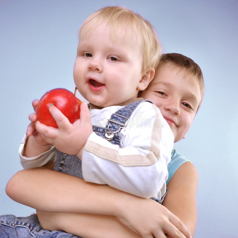 Brothers stock photo. Image of boys, care, food, eating 21980546