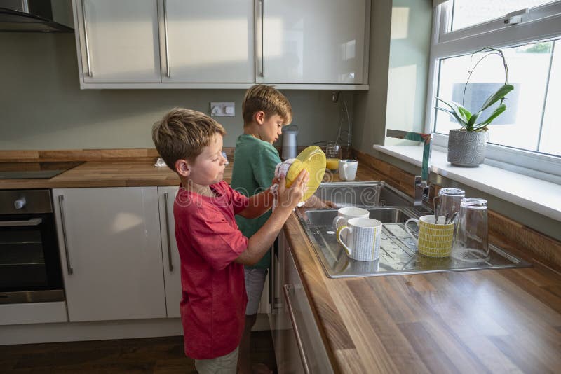 Brothers Doing Chores Stock Image Image Of Activities 174556867