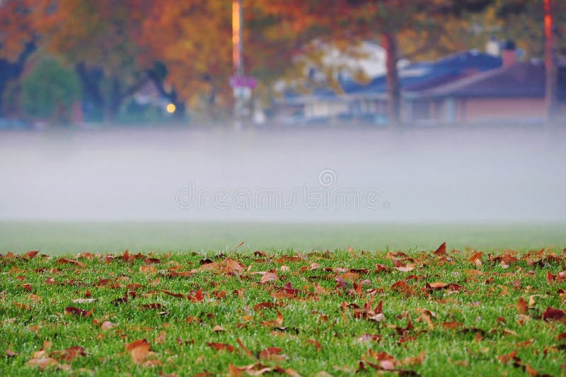 Brouillard de matin d'automne dans la ville photo libre de droits Brouillard de matin d'automne dans la ville photo libre de droits