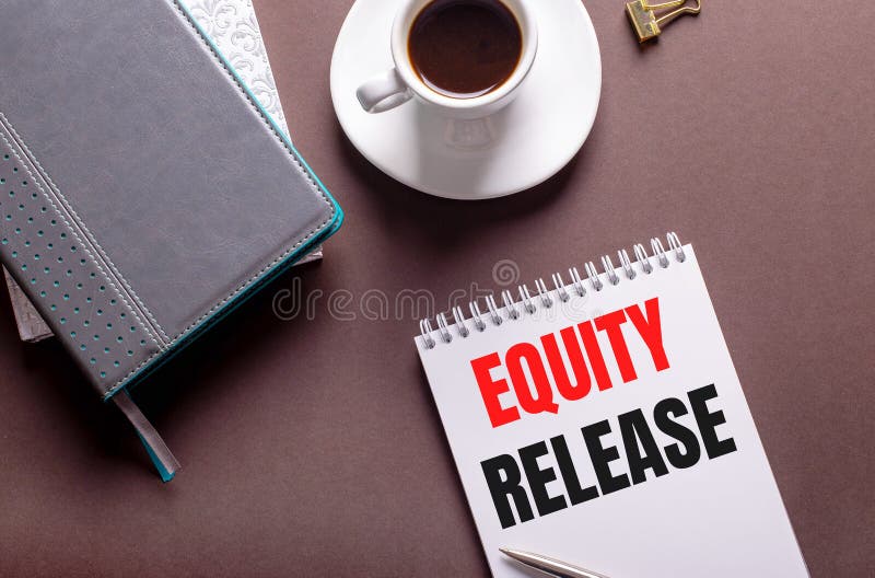 EQUITY RELEASE Inscription on the Screen Stock Photo Image of design