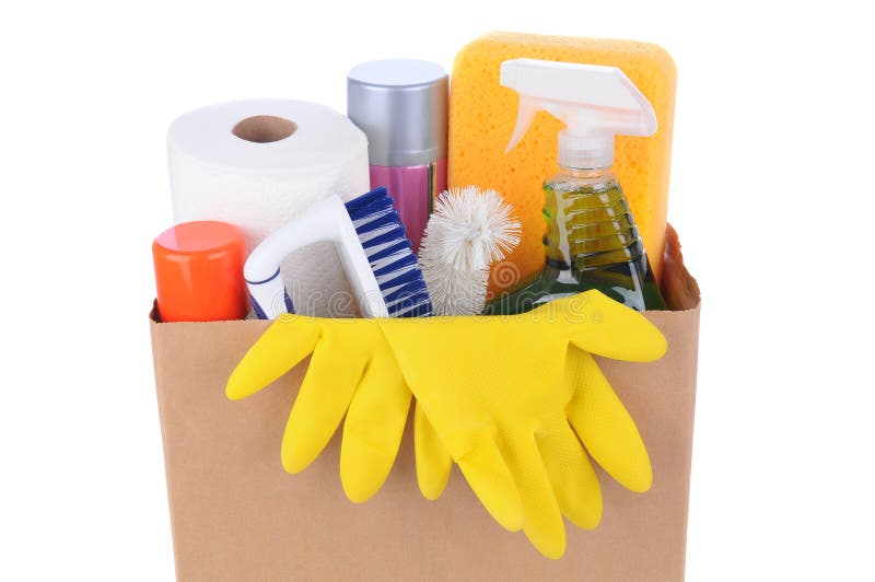 Brown Bag Full Of Cleaning Supplies Stock Photos Image 27696163