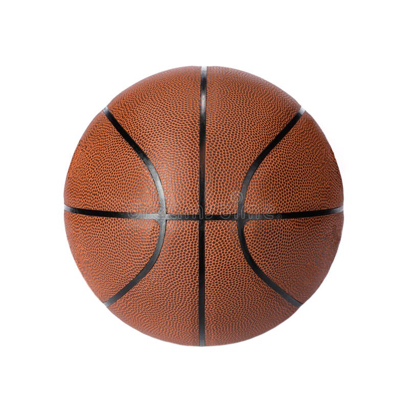 A Brown Basketball on a White Isolated Background. Top View. Stock