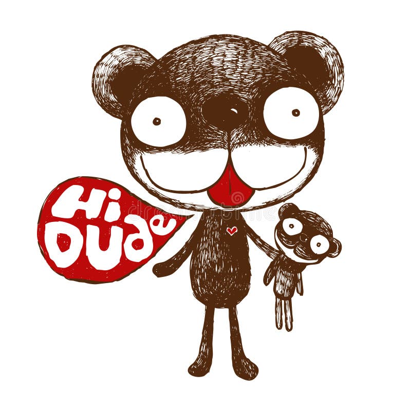 Brown bear, cute bear illustration, friendly bear, duo bear,character cartoon,vector stock illustration