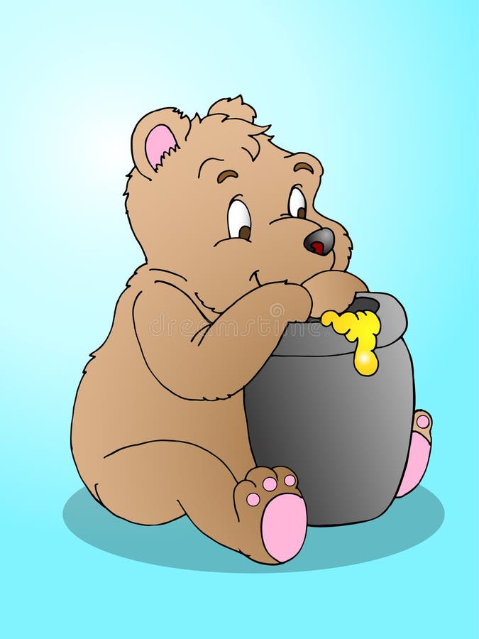 Bear and honey jar stock vector. Illustration of humor 7166951